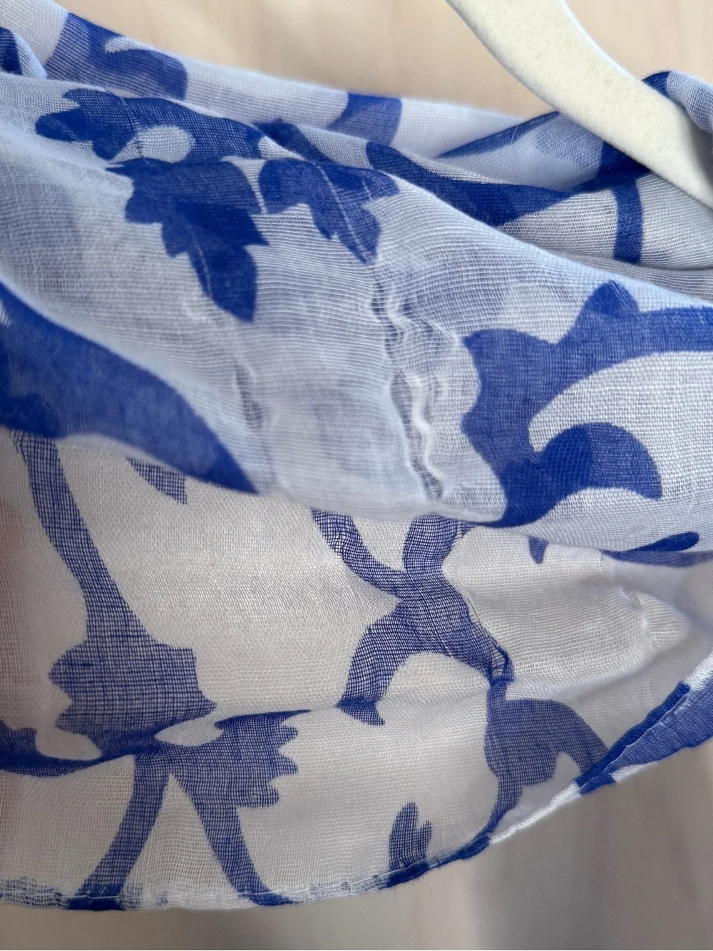 Charming Charlie Blue and White Scroll Print Lightweight Wrap Scarf